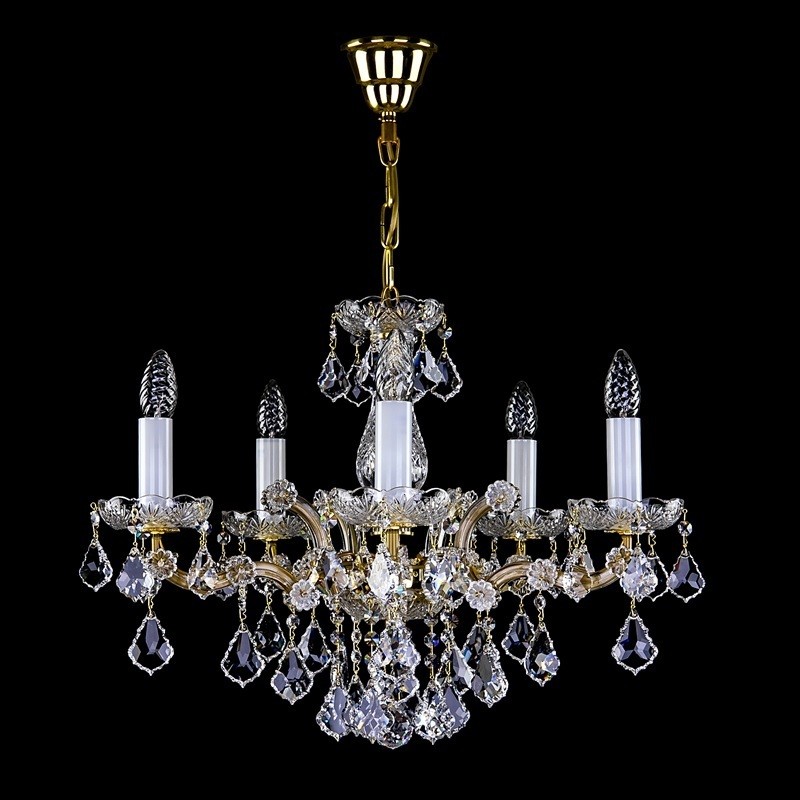 Candelabru 5 brate design LUX Cristal Bohemia Exclusive MARIA TEREZIA 46, Lustre cristal si Corpuri de iluminat suspendate⭐ modele de lux elegante din cristal Stil Exclusive.✅Design Premium Top❗ ➽ www.evalight.ro.  a