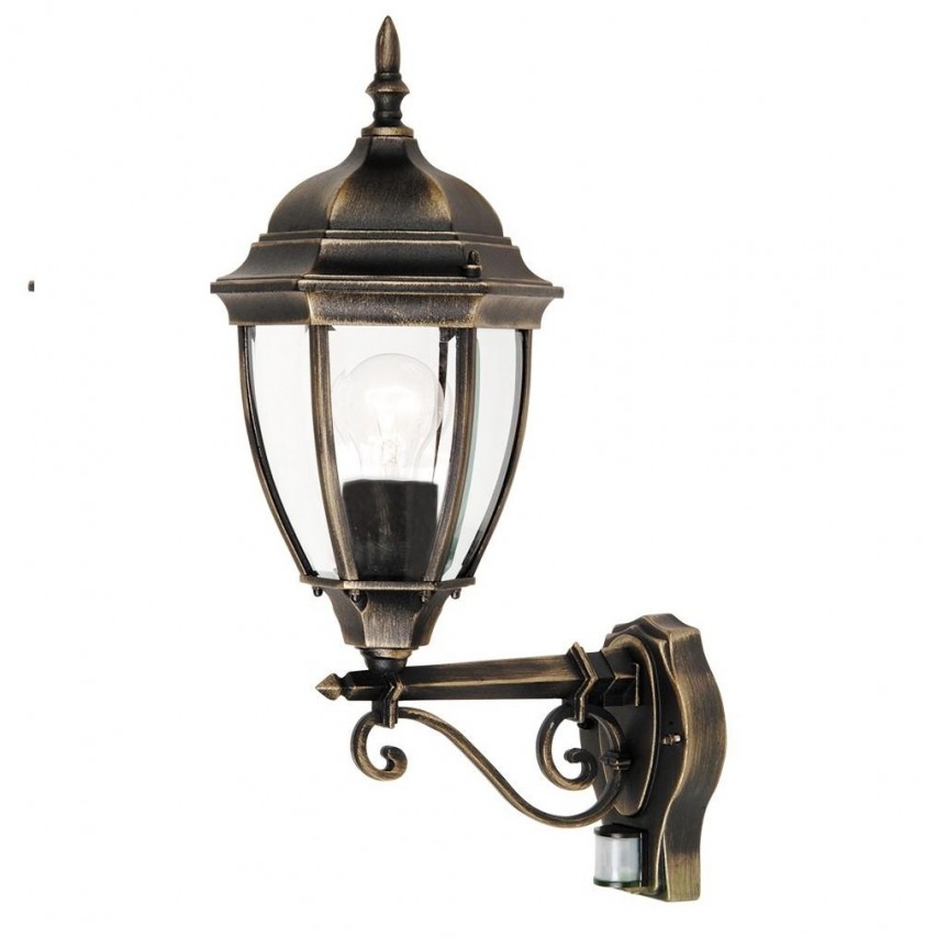 Aplica de perete exterior cu senzor IP44, up light, auriu antic Toronto 8380 RX, Aplice de exterior clasice, rustice, traditionale⭐ lampi de perete pentru iluminat exterior terasa casa.✅Design decorativ unic!❤️Promotii online❗ ➽www.evalight.ro. Alege oferte la corpuri de iluminat exterior rezistente la apa tip felinar din metal antichizat, abajur din sticla cu decor ornamental, bec LED si lumina ambientala, ieftine si de lux, calitate deosebita la cel mai bun pret. a