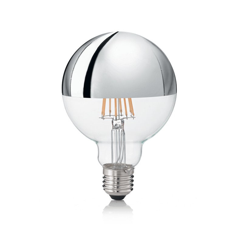 Bec LED E27 08W GLOBO D095 CROMO 3000K 135526 IDL, Becuri LED E27 - Bec soclu E27 - dulie bec E27⭐ modele becuri economice LED si clasice cu filament Edison style, decorative vintage.✅Clasa eficienta energetica❗ ➽ www.evalight.ro. Alege temperatura de culoare potrivita a becurilor functie de tipul de iluminare: cu lumina calda, rece, naturala sau neutra. 
Becuri cu soclu (dulie) de tip E27, surse de iluminat inteligente: cu senzor de miscare (telecomanda), (solare) cu consum redus de energie, surse incandescente cu dulie si soclu normale (ceramica, sticla, plastic, aluminiu), LED dimabile cu lumina calda (3000K), lumina rece alba (6500K) si lumina neutra (4000K), lumina naturala, flux luminos cu lumeni, bec LED echivalent 40W / 60W / 100W  tensinea curentului electric este de 12V fata de 220V (Volti) si durata mare de viata, becuri cu lumina puternica stralucitoare, colorate si multicolore, cu forma de lumanare, glob mare sau mic, rezistente la caldura si la apa, ce se aprinde instant la trecerea curentului electric, cu garantie cel mai bun pret❗ a