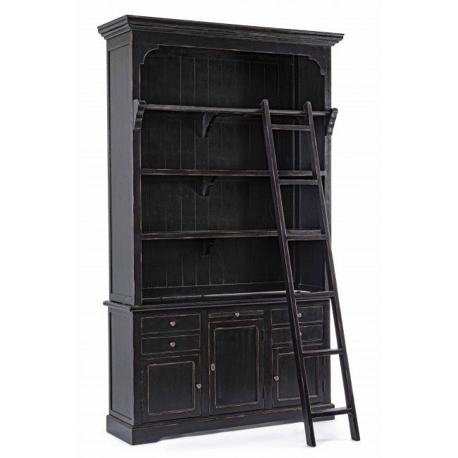 Biblioteca din lemn design vintage JEFFERSON, negru 0745357 BZ, Vitrine / Rafturi, moderne⭐ modele decorative de lux din lemn, metalice sau sticla pentru living.❤️Promotii mobila perete❗ ➽ www.evalight.ro. a