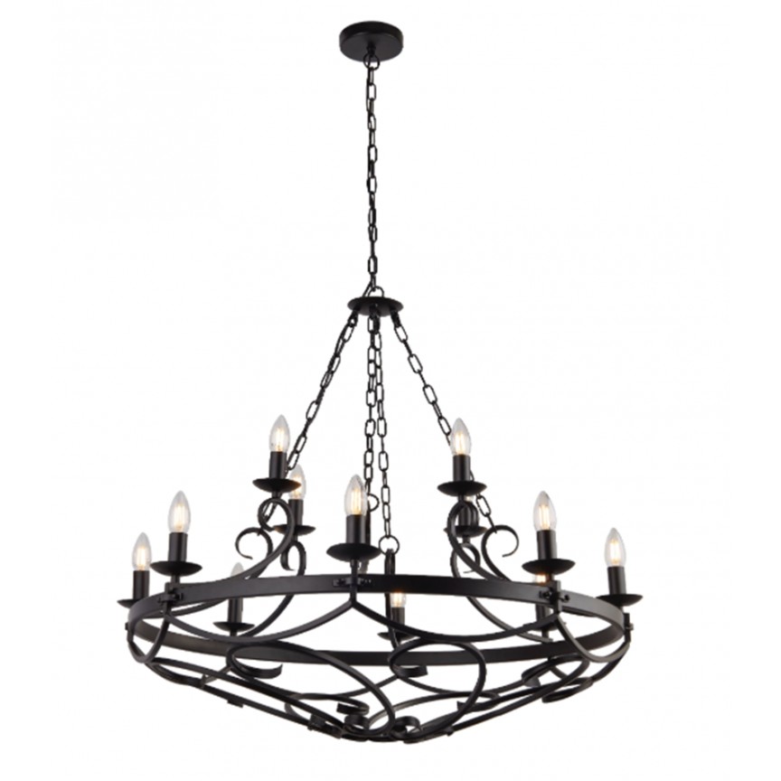 Candelabru design rustic Cartwheel Iii - 12lt 8912-12BK SRT, Candelabre si Lustre moderne elegante⭐ modele clasice de lux pentru living, bucatarie si dormitor.✅ DeSiGn actual Top 2020!❤️Promotii lampi❗ ➽ www.evalight.ro. Oferte corpuri de iluminat suspendate pt camere de interior (înalte), suspensii (lungi) de tip lustre si candelabre, pendule decorative stil modern, clasic, rustic, baroc, scandinav, retro sau vintage, aplicate pe perete sau de tavan, cu cristale, abajur din material textil, lemn, metal, sticla, bec Edison sau LED, ieftine de calitate deosebita la cel mai bun pret. a