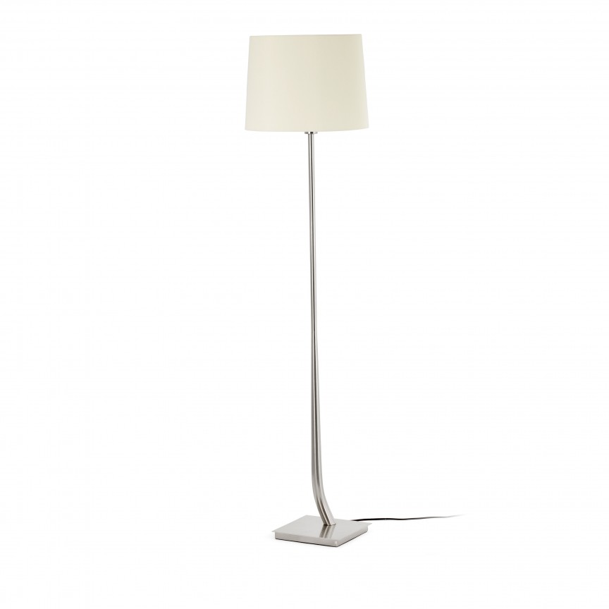 Lampadar / Lampa de podea eleganta design clasic REM nickel/alb, Lampadare clasice de podea⭐ modele elegante pentru iluminat camera living dormitor.✅DeSiGn decorativ de lux unic!❤️Promotii lampi❗ ➽www.evalight.ro. Alege corpuri de iluminat interior pt podea cu abajur din material textil si sticla, cu picior inalt si trepied din lemn, brate metal, marmura, ceramica, becuri LED, ieftine de calitate deosebita la cel mai bun pret. a