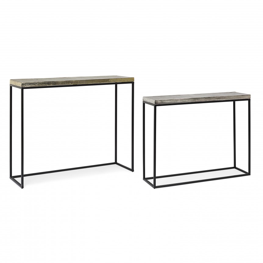 Set de 2 console cu design industrial AMIRA 0746696 BZ, Console / Birouri moderne⭐ modele de lux pentru perete hol, mobila living.❤️Promotii mese consola si birou tip consola❗ ➽ www.evalight.ro. Alege mese tip console din lemn, metal, sticla, cu picioare inalte, cu sertare si rafturi, oglinda: clasice in stil baroc, scandinave, minimalist, vintage retro, industrial, pt intrare casa, ieftine si de calitate deosebita la cel mai bun pret. a