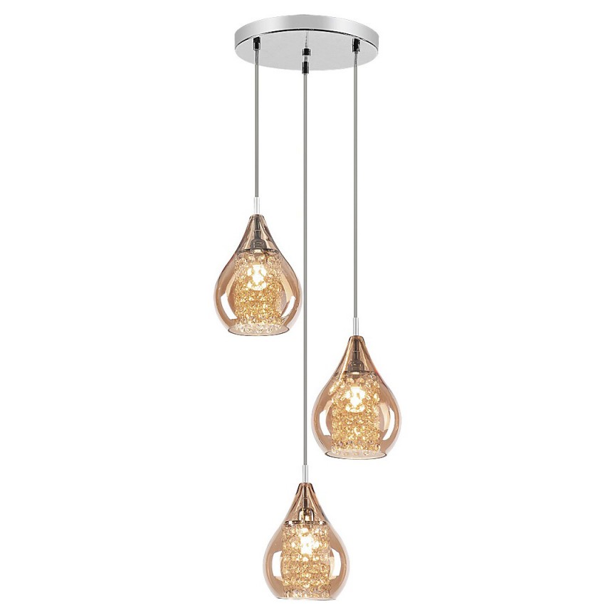 Lustra cu 3 pendule din sticla galben de chihlimbar Cassandra 6659 RX, Pendule / Lustre suspendate moderne, LED⭐ modele elegante pentru bucatarie, living dormitor.✅DeSiGn decorativ unic!❤️Promotii lampi❗ ➽www.evalight.ro. Alege corpuri de iluminat suspendate pt interior stil modern, suspensii de tip pendule cu cristale, abajur material textil, lemn, metal, sticla, bec tip lumanare Edison sau LED, ieftine si de lux, calitate deosebita la cel mai bun pret. a