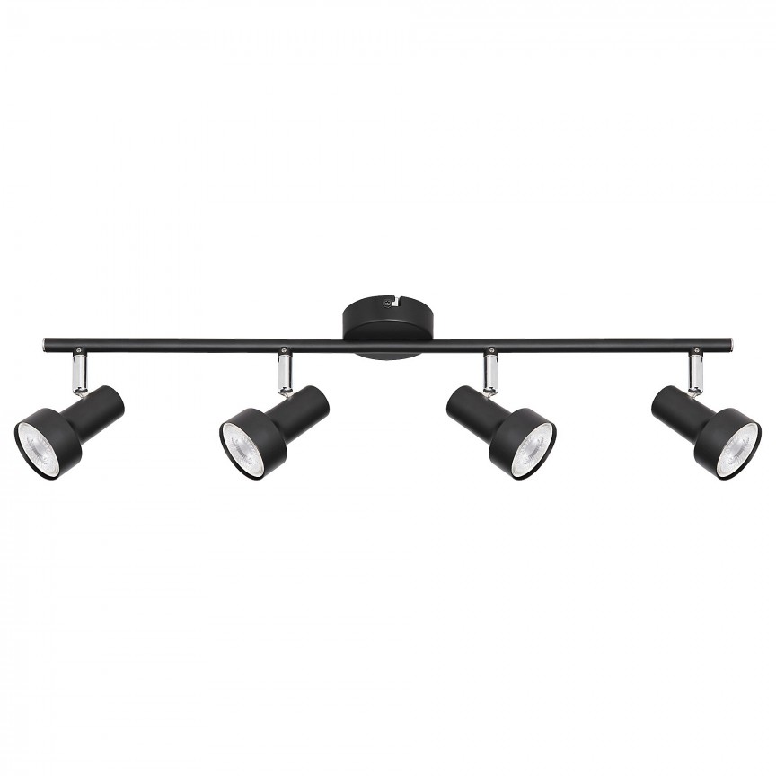 Lustra 4 spoturi design industrial metalica KONRAD negru 5325 RX, Plafoniere cu spoturi, LED⭐ modele moderne corpuri de iluminat tip spoturi aplicate pe tavan sau perete.✅Design decorativ unic!❤️Promotii lampi❗ ➽ www.evalight.ro. Alege lustre de iluminat interior tip plafoniere si aplice cu 4 spoturi pe bara cu lumina LED si directie reglabila pentru living, dormitor, bucatarie, baie, hol, camera copii, calitate de lux la cel mai bun pret. a