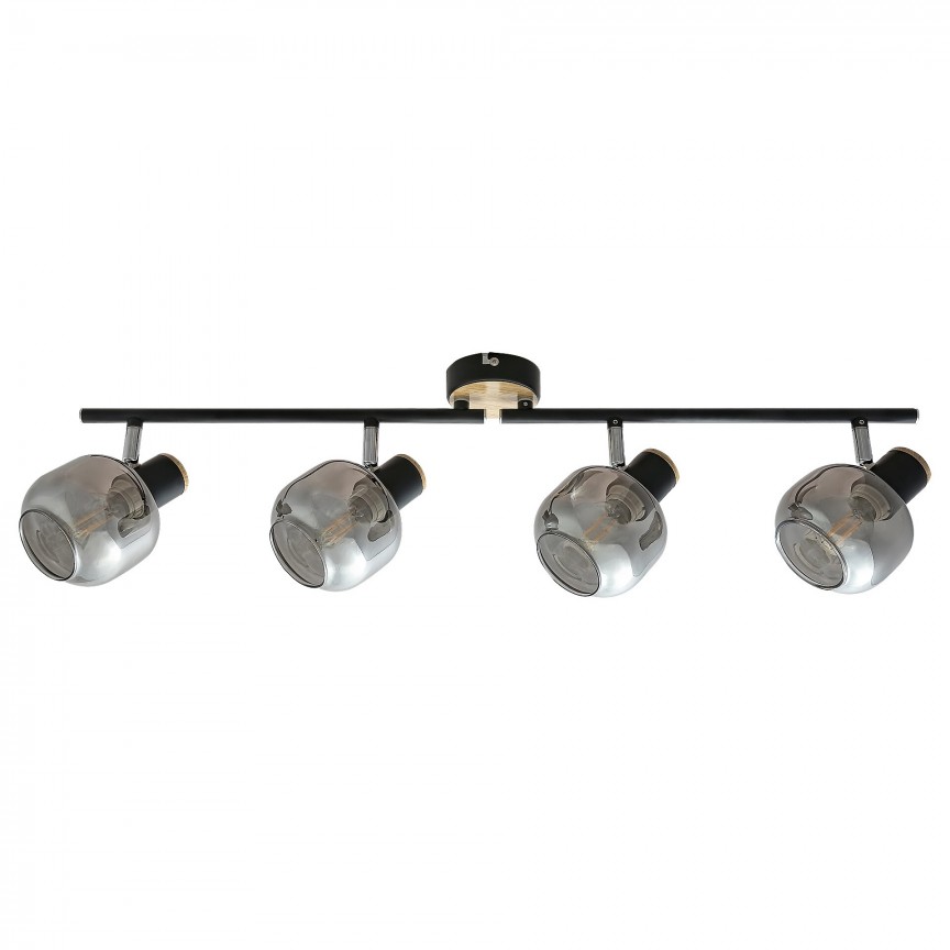 Lustra 4 spoturi design industrial SALAZAR stejar 5400 RX, Plafoniere cu 4 spoturi, LED⭐ modele moderne corpuri de iluminat tip spoturi aplicate pe tavan sau perete.✅Design decorativ unic!❤️Promotii lampi❗ ➽ www.evalight.ro. Alege oferte lustre de iluminat interior tip plafoniere si aplice cu 4 spoturi pe bara cu lumina LED si directie reglabila pentru living, dormitor, bucatarie, baie, hol, camera copii, calitate de lux la cel mai bun pret. a