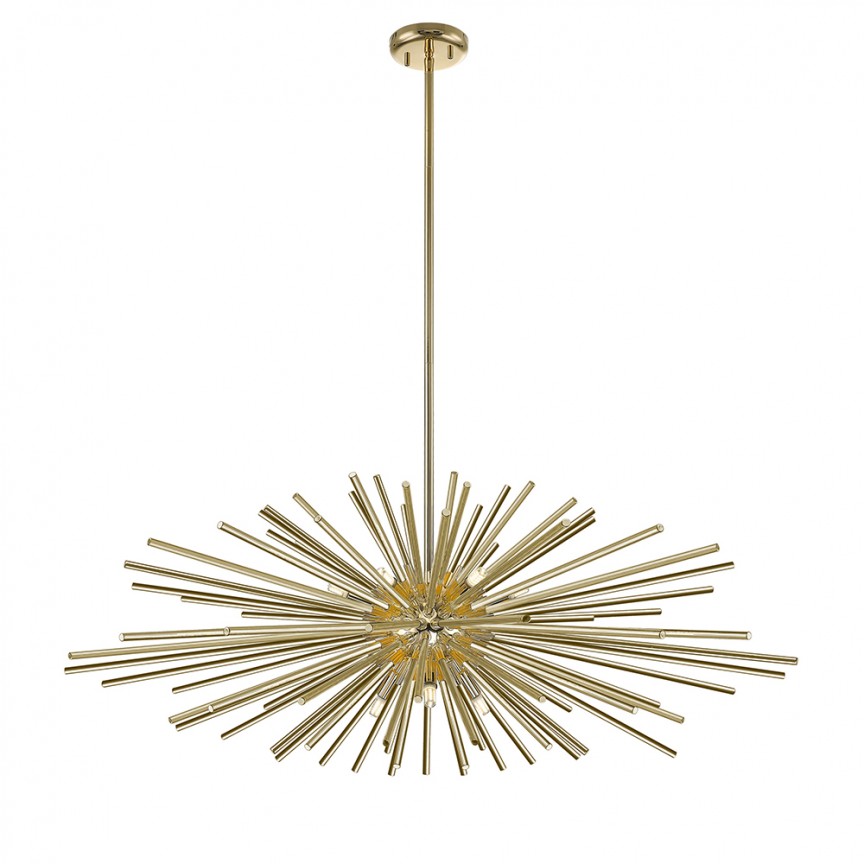 Lustra suspendata forma originala si design modern URCHIN auriu P0491-09E-F7DY ZL, Lustre moderne, LED⭐ modele elegante ieftine si de lux pentru living dormitor, bucatarie si sufragerie.✅DeSiGn decorativ unic!❤️Promotii lampi❗ Magazin online➽ www.evalight.ro. Oferte NOI la corpuri de iluminat pt interior suspendate de tip suspensii, aplicate de tavan sau perete, stil modern retro sau vintage, lustre cu cristale, abajur material textil, lemn, metal, sticla, becuri Edison sau LED, calitate deosebita la cel mai bun pret. a