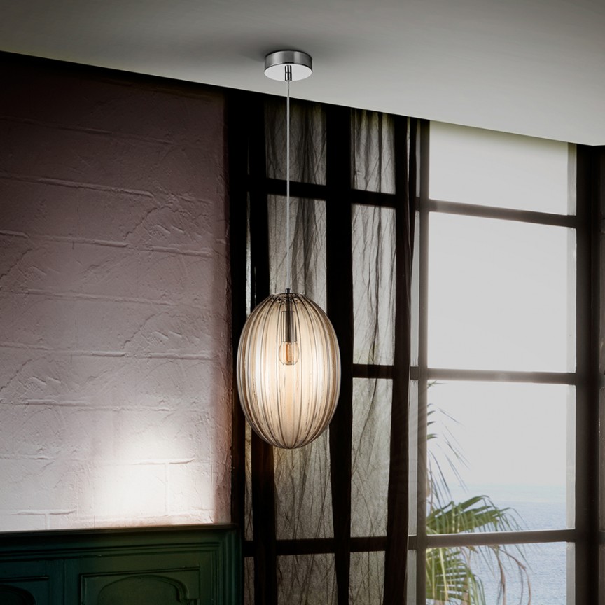 Pendul design modern decorativ Ovila Ø20cm cognac SV-752183, Lustre tip Suspensii Corpuri de iluminat⭐ modele moderne pentru iluminat bucatarie, dormitor si living.✅DeSiGn decorativ unic!❤️Promotii lampi❗ ➽ www.evalight.ro. Oferte NOI la pendule (lungi) suspendate de tavan pt camere de interior (înalte), stil modern, elegante cu cristale, abajur din material textil, lemn, metal, sticla, calitate deosebita la cel mai bun pret. a