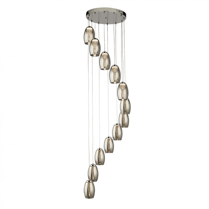 Lustra LED suspendata design XXL Cyclone 12L 97291-12SM SRT  , Lustre si corpuri de iluminat pentru casa scarii⭐ candelabre mari elegante de lux, decorate cu cristale, stil modern.✅DeSiGn decorativ unic❗ ➽www.evalight.ro. Alege corpuri de iluminat interior suspendate de tip suspensii, modele potrivite pt HoReCa (hotel, receptie restaurant, pensiune, bar), spatii comerciale sau case spatioase cu tavan înalt, calitate deosebita la cel mai bun pret. a