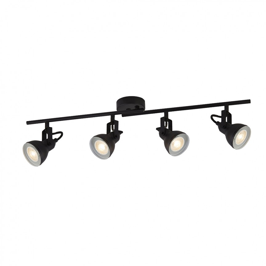 Lustra stil industrial cu 4 spoturi orientabile Focus 1544BK SRT, Plafoniere cu spoturi, LED⭐ modele moderne corpuri de iluminat tip spoturi aplicate pe tavan sau perete.✅Design decorativ unic!❤️Promotii lampi❗ ➽ www.evalight.ro. Alege lustre de iluminat interior tip plafoniere si aplice cu 4 spoturi pe bara cu lumina LED si directie reglabila pentru living, dormitor, bucatarie, baie, hol, camera copii, calitate de lux la cel mai bun pret. a