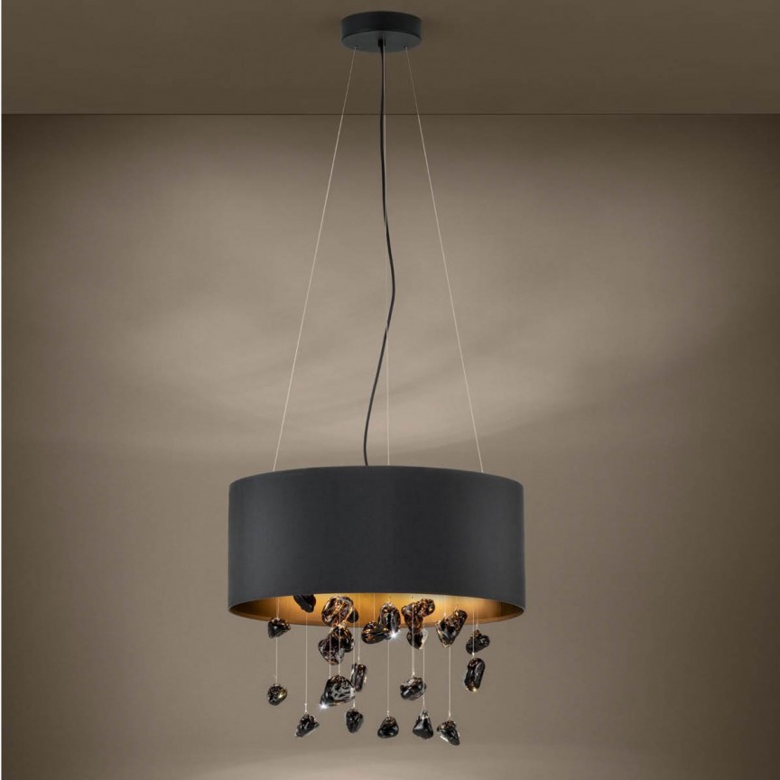 Lustra eleganta neagra ESCUELA 39845 EL, Pendule / Lustre suspendate moderne, LED⭐ modele elegante pentru bucatarie, living dormitor.✅DeSiGn decorativ unic!❤️Promotii lampi❗ ➽www.evalight.ro. Alege corpuri de iluminat suspendate pt interior stil modern, suspensii de tip pendule cu cristale, abajur material textil, lemn, metal, sticla, bec tip lumanare Edison sau LED, ieftine si de lux, calitate deosebita la cel mai bun pret. a