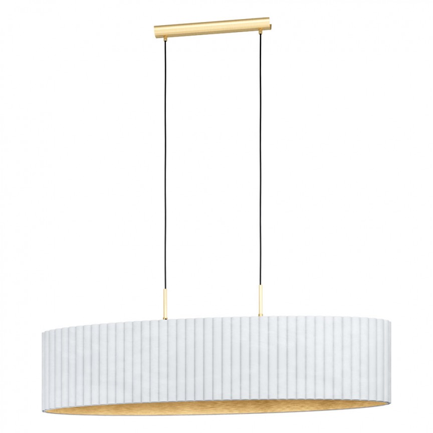 Lustra moderna cu abajur din catifea TAMARESCO alb/ auriu 39764 EL, Pendule / Lustre suspendate moderne, LED⭐ modele elegante pentru bucatarie, living dormitor.✅DeSiGn decorativ unic!❤️Promotii lampi❗ ➽www.evalight.ro. Alege corpuri de iluminat suspendate pt interior stil modern, suspensii de tip pendule cu cristale, abajur material textil, lemn, metal, sticla, bec tip lumanare Edison sau LED, ieftine si de lux, calitate deosebita la cel mai bun pret. a