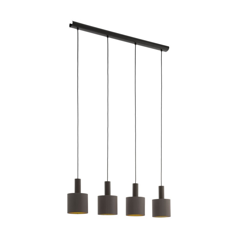 Lustra cu 4 pendule, abajur textil cappuccino, auriu CONCESSA 1 97685 EL, Pendule / Lustre suspendate moderne, LED⭐ modele elegante pentru bucatarie, living dormitor.✅DeSiGn decorativ unic!❤️Promotii lampi❗ ➽www.evalight.ro. Alege corpuri de iluminat suspendate pt interior stil modern, suspensii de tip pendule cu cristale, abajur material textil, lemn, metal, sticla, bec tip lumanare Edison sau LED, ieftine si de lux, calitate deosebita la cel mai bun pret. a