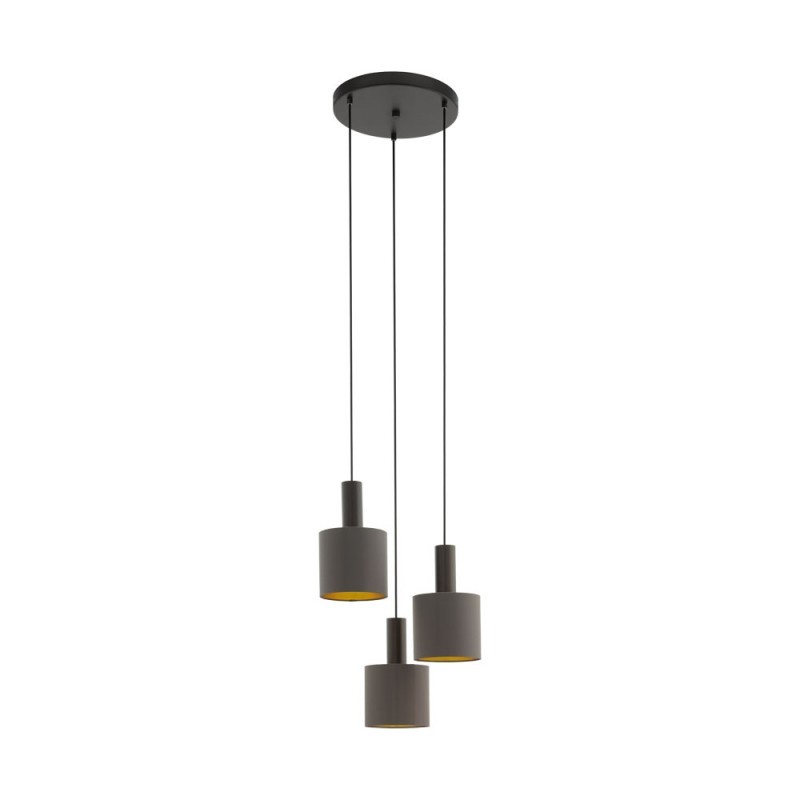 Lustra cu 3 pendule, abajur textil cappuccino, auriu CONCESSA 1 97684 EL, Pendule / Lustre suspendate moderne, LED⭐ modele elegante pentru bucatarie, living dormitor.✅DeSiGn decorativ unic!❤️Promotii lampi❗ ➽www.evalight.ro. Alege corpuri de iluminat suspendate pt interior stil modern, suspensii de tip pendule cu cristale, abajur material textil, lemn, metal, sticla, bec tip lumanare Edison sau LED, ieftine si de lux, calitate deosebita la cel mai bun pret. a