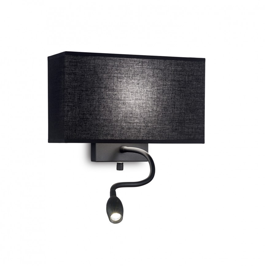 Aplica cu reader LED HOTEL AP2 ALL BLACK 215709 IDL, Promotii lustre, reduceri⭐ corpuri de iluminat, mobila si decoratiuni de interior si exterior.⭕Oferte Pret redus online ➽ www.evalight.ro❗ a