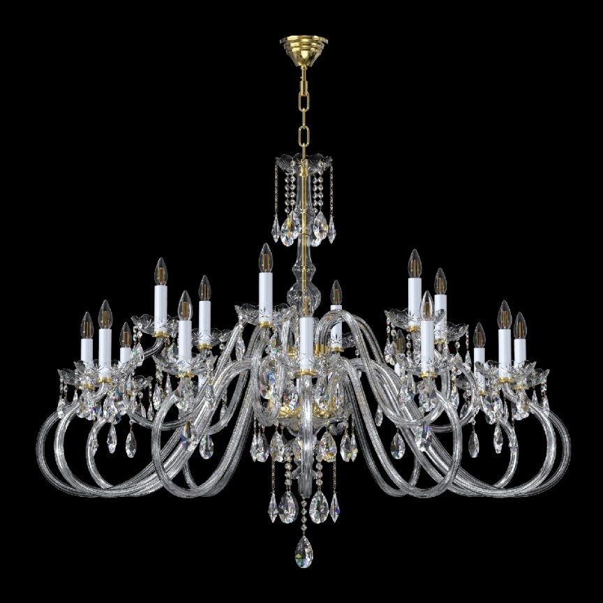 Candelabru cu 18 brate LUX design modern, Cristal Bohemia Exclusive Miracle, Lustre cristal si Corpuri de iluminat suspendate⭐ modele de lux elegante din cristal Stil Exclusive.✅Design Premium Top❗ ➽ www.evalight.ro.  a