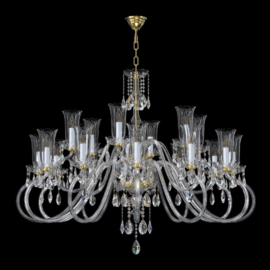 Candelabru cu 18 brate LUX design modern, Cristal Bohemia Exclusive Miracle, Lustre cristal si Corpuri de iluminat suspendate⭐ modele de lux elegante din cristal Stil Exclusive.✅Design Premium Top❗ ➽ www.evalight.ro.  a