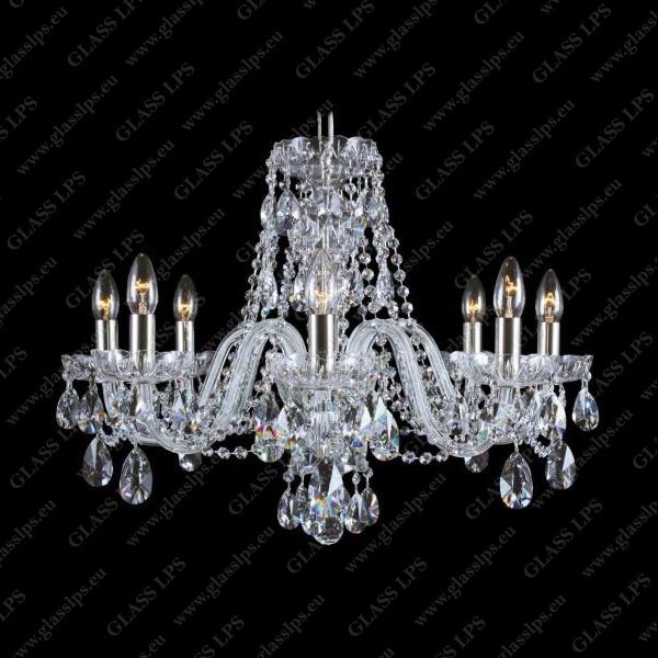 Candelabru cu 8 brate Cristal Bohemia 11 801/08/1-A, Lustre cristal si Corpuri de iluminat suspendate⭐ modele de lux elegante din cristal Stil Exclusive.✅Design Premium Top❗ ➽ www.evalight.ro.  a