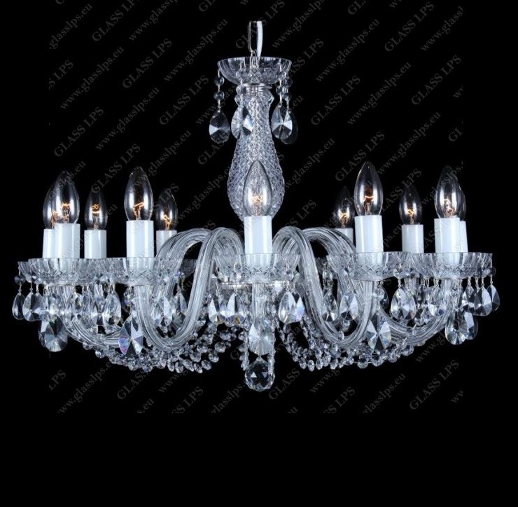 Lustra cu 12 brate, cristal Bohemia L11 006/12/1-A, F 1 floor, Lustre Cristal Bohemia⭐ modele deosebite de candelabre din cristal Bohemia autentic din Cehia.✅Design Baroc de lux Premium Top❗ ➽ www.evalight.ro. a