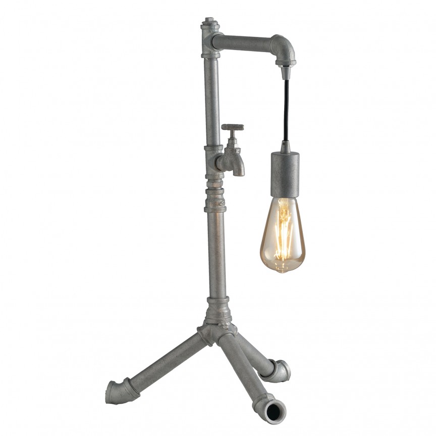 Veioza, lampa de masa design industrial AMARCORD zinc I-AMARCORD-L1 ZN FE, Veioze moderne de masa⭐ modele elegante inalte potrivite pentru noptiere dormitor si living.✅DeSiGn decorativ de lux unic!❤️Promotii lampi❗ ➽www.evalight.ro. Alege corpuri de iluminat interior tip lampi mari mari cu picior inalt pt citit cu reader LED, de podea, aspect vintage deosebit cu cristal, abajur din material textil, sticla, lemn, metalic, ceramica cu flori, ieftine de calitate la cel mai bun pret. a