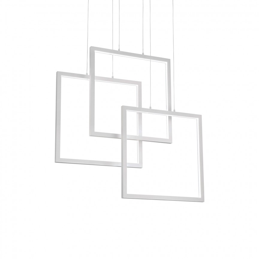 Lustra LED suspendata design geometric FRAME SP QUADRATO alba, Candelabre si Lustre moderne elegante⭐ modele clasice de lux pentru living, bucatarie si dormitor.✅ DeSiGn actual Top 2020!❤️Promotii lampi❗ ➽ www.evalight.ro. Oferte corpuri de iluminat suspendate pt camere de interior (înalte), suspensii (lungi) de tip lustre si candelabre, pendule decorative stil modern, clasic, rustic, baroc, scandinav, retro sau vintage, aplicate pe perete sau de tavan, cu cristale, abajur din material textil, lemn, metal, sticla, bec Edison sau LED, ieftine de calitate deosebita la cel mai bun pret. a