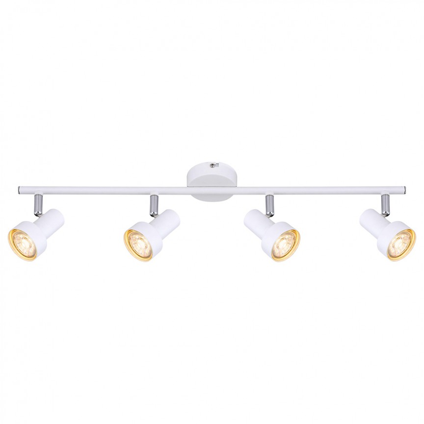 Lustra cu 4 spoturi design industrial Konrad alb 5357 RX, Plafoniere cu 4 spoturi, LED⭐ modele moderne corpuri de iluminat tip spoturi aplicate pe tavan sau perete.✅Design decorativ unic!❤️Promotii lampi❗ ➽ www.evalight.ro. Alege oferte lustre de iluminat interior tip plafoniere si aplice cu 4 spoturi pe bara cu lumina LED si directie reglabila pentru living, dormitor, bucatarie, baie, hol, camera copii, calitate de lux la cel mai bun pret. a