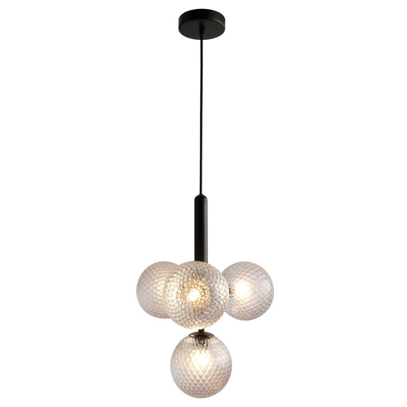 Lustra suspendata design modern MUSA 4 transparent/negru, Lustre moderne, LED⭐ modele elegante ieftine si de lux pentru living dormitor, bucatarie si sufragerie.✅DeSiGn decorativ unic!❤️Promotii lampi❗ Magazin online➽ www.evalight.ro. Oferte NOI la corpuri de iluminat pt interior suspendate de tip suspensii, aplicate de tavan sau perete, stil modern retro sau vintage, lustre cu cristale, abajur material textil, lemn, metal, sticla, becuri Edison sau LED, calitate deosebita la cel mai bun pret. a