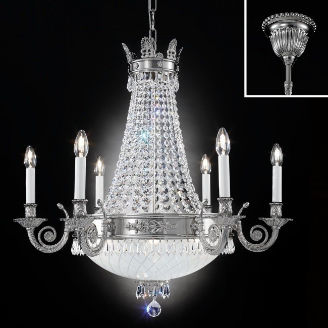 Candelabru clasic din alama si cristale Schöler Empire, antique silver, Lustre cristal si Corpuri de iluminat suspendate⭐ modele de lux elegante din cristal Stil Exclusive.✅Design Premium Top❗ ➽ www.evalight.ro.  a