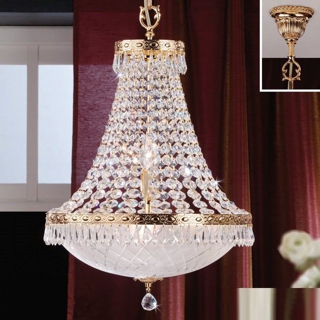 Candelabru clasic din alama si cristale Schöler Empire 42cm, Lustre cristal si Corpuri de iluminat suspendate⭐ modele de lux elegante din cristal Stil Exclusive.✅Design Premium Top❗ ➽ www.evalight.ro.  a