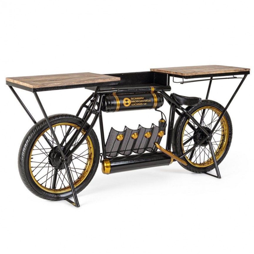 Consola design motocicleta, Masa bar design decorativ EPIC MOTO 0745898 BZ, Mobilier decorativ, modern⭐ decoratiuni interioare de lux cu design Vintage & Retro pentru living si dormitor.❤️Promotii mobila clasica, scandinava, nordica, minimalista, rustica❗ ➽ www.evalight.ro.  a