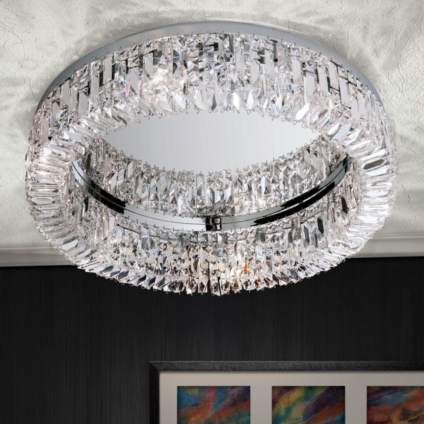 Lustra aplicata cristal Schöler design modern de lux Ring 60cm chrome plated, Lustre cristal si Corpuri de iluminat suspendate⭐ modele de lux elegante din cristal Stil Exclusive.✅Design Premium Top❗ ➽ www.evalight.ro.  a