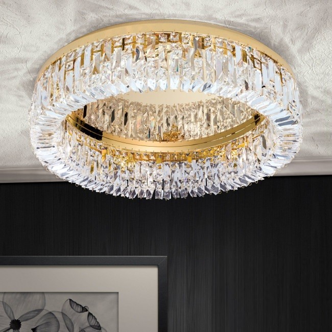 Lustra aplicata cristal Schöler design modern de lux Ring 24K 60cm gold plated, Candelabre si Lustre moderne elegante⭐ modele clasice de lux pentru living, bucatarie si dormitor.✅ DeSiGn actual Top 2020!❤️Promotii lampi❗ ➽ www.evalight.ro. Oferte corpuri de iluminat suspendate pt camere de interior (înalte), suspensii (lungi) de tip lustre si candelabre, pendule decorative stil modern, clasic, rustic, baroc, scandinav, retro sau vintage, aplicate pe perete sau de tavan, cu cristale, abajur din material textil, lemn, metal, sticla, bec Edison sau LED, ieftine de calitate deosebita la cel mai bun pret. a