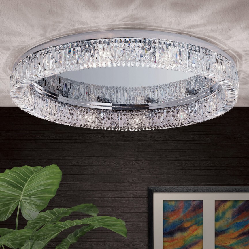 Lustra aplicata cristal Schöler XXL design modern de lux Ring 107cm chrome plated, Candelabre si Lustre moderne elegante⭐ modele clasice de lux pentru living, bucatarie si dormitor.✅ DeSiGn actual Top 2020!❤️Promotii lampi❗ ➽ www.evalight.ro. Oferte corpuri de iluminat suspendate pt camere de interior (înalte), suspensii (lungi) de tip lustre si candelabre, pendule decorative stil modern, clasic, rustic, baroc, scandinav, retro sau vintage, aplicate pe perete sau de tavan, cu cristale, abajur din material textil, lemn, metal, sticla, bec Edison sau LED, ieftine de calitate deosebita la cel mai bun pret. a