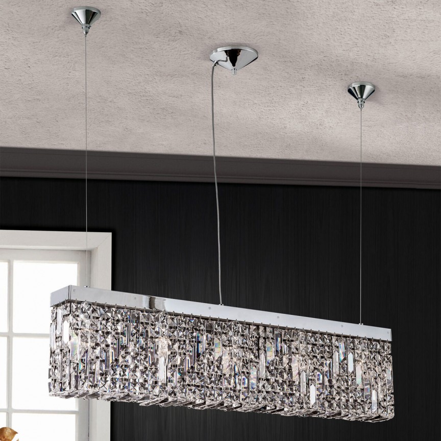 Lustra suspendata cristal Asfour design modern de lux Ring 90cm chrome plated, Lustre Cristal Asfour 30% PBO⭐ modele de candelabre mari XXL stil Imperial din cristal Asfour autentic❗ ✅Design Baroc unicat Premium Top 2022!❤️Promotii Lustre High Quality Crystal 