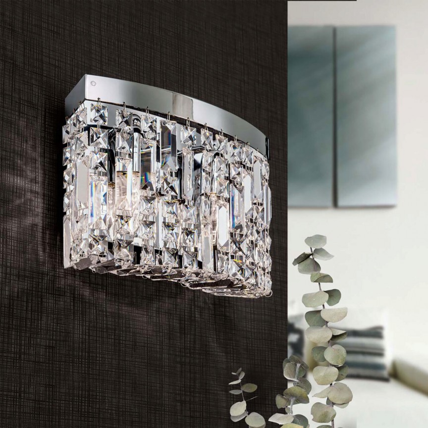 Aplica de perete cristal Asfour design modern de lux Ring round chrome plated, Candelabre si Lustre moderne elegante⭐ modele clasice de lux pentru living, bucatarie si dormitor.✅ DeSiGn actual Top 2020!❤️Promotii lampi❗ ➽ www.evalight.ro. Oferte corpuri de iluminat suspendate pt camere de interior (înalte), suspensii (lungi) de tip lustre si candelabre, pendule decorative stil modern, clasic, rustic, baroc, scandinav, retro sau vintage, aplicate pe perete sau de tavan, cu cristale, abajur din material textil, lemn, metal, sticla, bec Edison sau LED, ieftine de calitate deosebita la cel mai bun pret. a