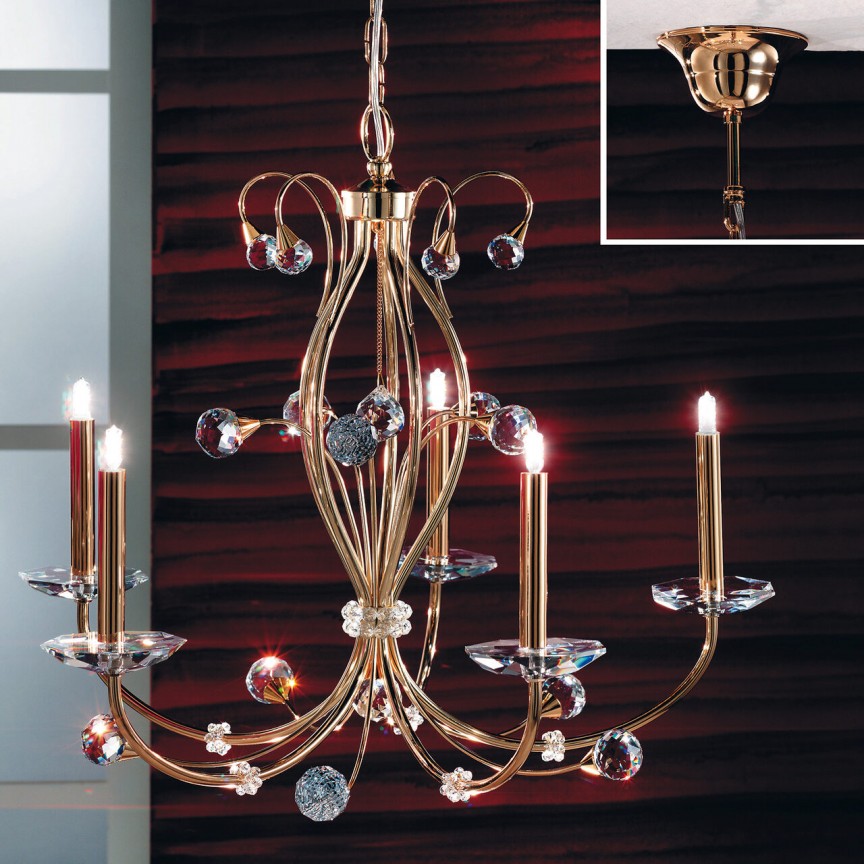 Candelabru elegant de lux cristal Swarovski Eremitage 5L 24K gold, Lustre cristal si Corpuri de iluminat suspendate⭐ modele de lux elegante din cristal Stil Exclusive.✅Design Premium Top❗ ➽ www.evalight.ro.  a