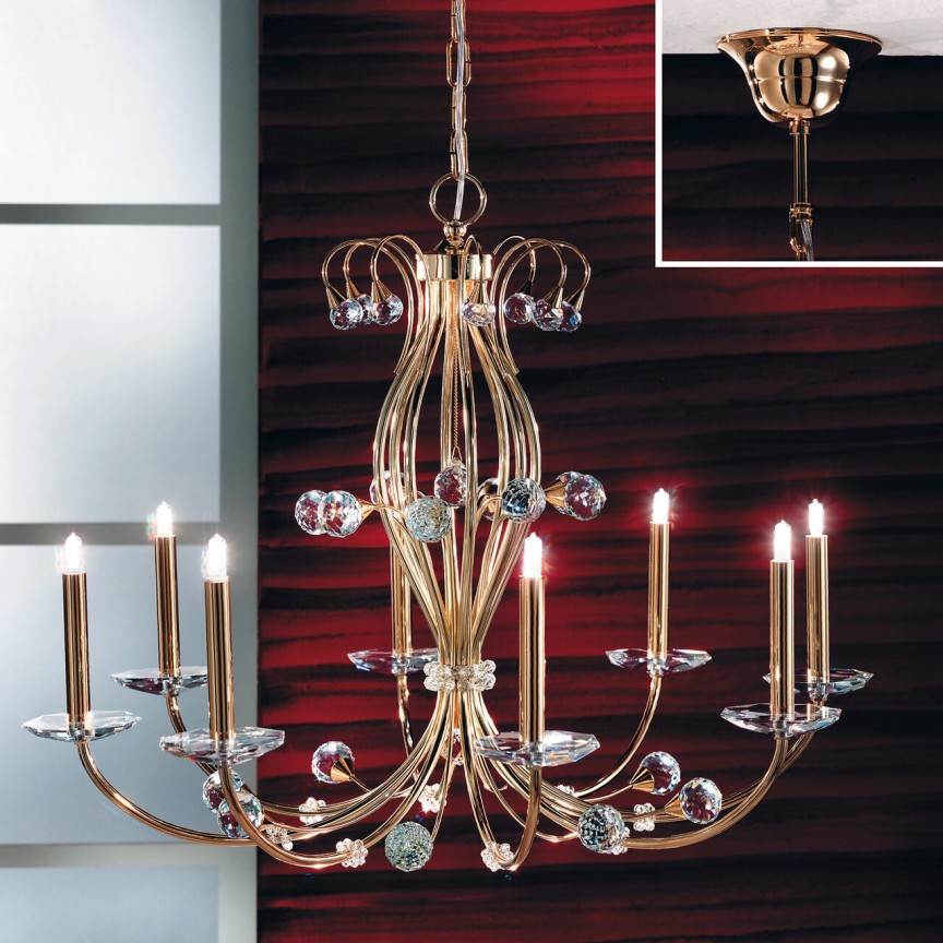 Candelabru elegant de lux cristal Swarovski Eremitage 8L 24K gold, Candelabre si Lustre moderne elegante⭐ modele clasice de lux pentru living, bucatarie si dormitor.✅ DeSiGn actual Top 2020!❤️Promotii lampi❗ ➽ www.evalight.ro. Oferte corpuri de iluminat suspendate pt camere de interior (înalte), suspensii (lungi) de tip lustre si candelabre, pendule decorative stil modern, clasic, rustic, baroc, scandinav, retro sau vintage, aplicate pe perete sau de tavan, cu cristale, abajur din material textil, lemn, metal, sticla, bec Edison sau LED, ieftine de calitate deosebita la cel mai bun pret. a