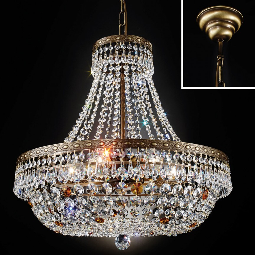 Lustra suspendata cristal Schöler design de lux Sheraton 55cm, antique brass, Lustre cristal si Corpuri de iluminat suspendate⭐ modele de lux elegante din cristal Stil Exclusive.✅Design Premium Top❗ ➽ www.evalight.ro.  a