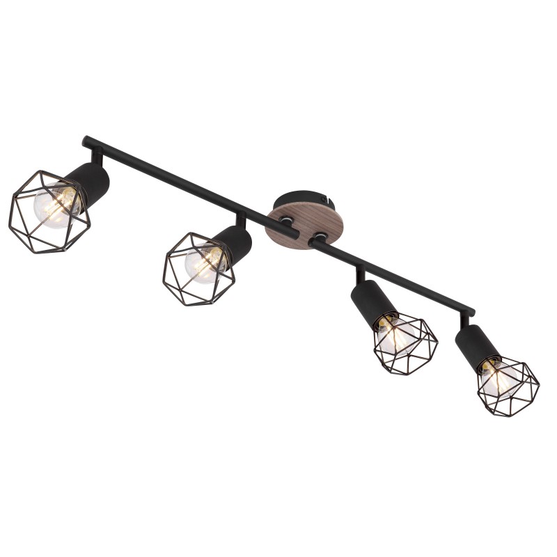 Plafoniera moderna cu 4 spoturi XARA I negru/lemn, Plafoniere cu spoturi, LED⭐ modele moderne corpuri de iluminat tip spoturi aplicate pe tavan sau perete.✅Design decorativ unic!❤️Promotii lampi❗ ➽ www.evalight.ro. Alege lustre de iluminat interior tip plafoniere si aplice cu 4 spoturi pe bara cu lumina LED si directie reglabila pentru living, dormitor, bucatarie, baie, hol, camera copii, calitate de lux la cel mai bun pret. a