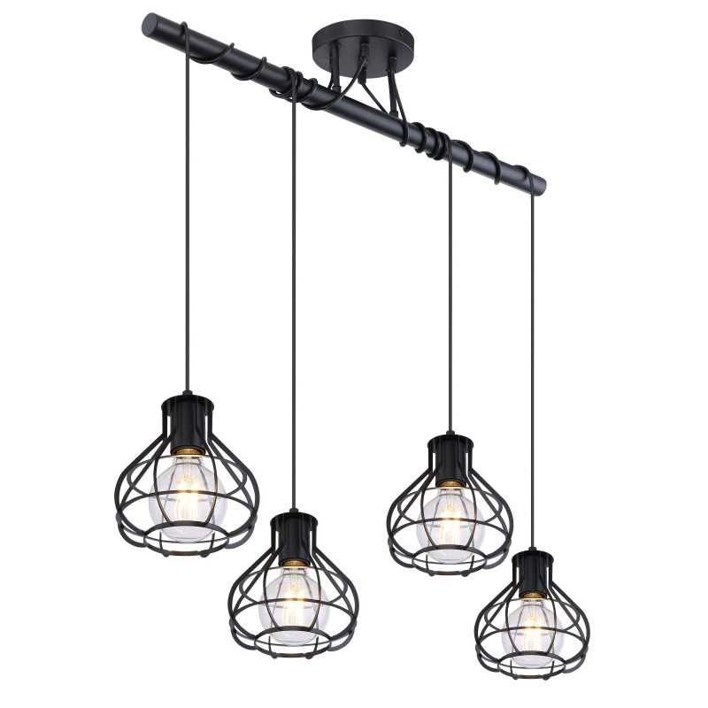 Lustra cu 4 pendule design modern Clastra negru 15388-4D GL, Candelabre si Lustre moderne elegante⭐ modele clasice de lux pentru living, bucatarie si dormitor.✅ DeSiGn actual Top 2020!❤️Promotii lampi❗ ➽ www.evalight.ro. Oferte corpuri de iluminat suspendate pt camere de interior (înalte), suspensii (lungi) de tip lustre si candelabre, pendule decorative stil modern, clasic, rustic, baroc, scandinav, retro sau vintage, aplicate pe perete sau de tavan, cu cristale, abajur din material textil, lemn, metal, sticla, bec Edison sau LED, ieftine de calitate deosebita la cel mai bun pret. a