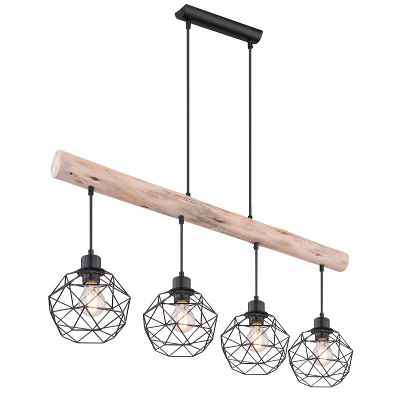 Lustra cu 4 pendule design modern Theodor lemn 15416-4 GL, Pendule / Lustre suspendate moderne, LED⭐ modele elegante pentru bucatarie, living dormitor.✅DeSiGn decorativ unic!❤️Promotii lampi❗ ➽www.evalight.ro. Alege corpuri de iluminat suspendate pt interior stil modern, suspensii de tip pendule cu cristale, abajur material textil, lemn, metal, sticla, bec tip lumanare Edison sau LED, ieftine si de lux, calitate deosebita la cel mai bun pret. a