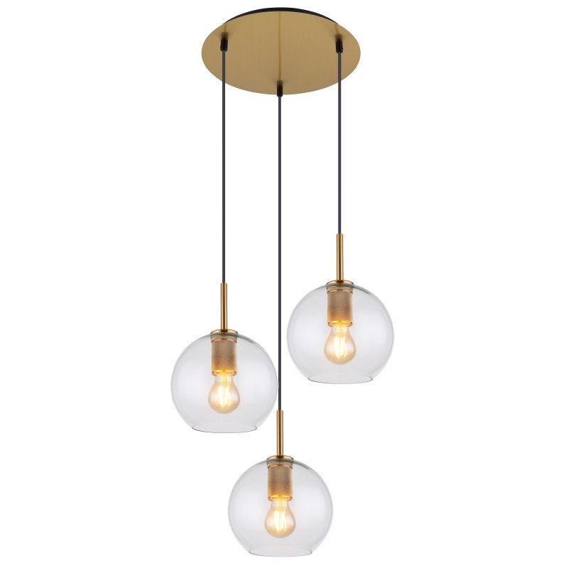 Lustra cu 3 pendule design modern ADARA 15462H1 GL, Pendule / Lustre suspendate moderne, LED⭐ modele elegante pentru bucatarie, living dormitor.✅DeSiGn decorativ unic!❤️Promotii lampi❗ ➽www.evalight.ro. Alege corpuri de iluminat suspendate pt interior stil modern, suspensii de tip pendule cu cristale, abajur material textil, lemn, metal, sticla, bec tip lumanare Edison sau LED, ieftine si de lux, calitate deosebita la cel mai bun pret. a