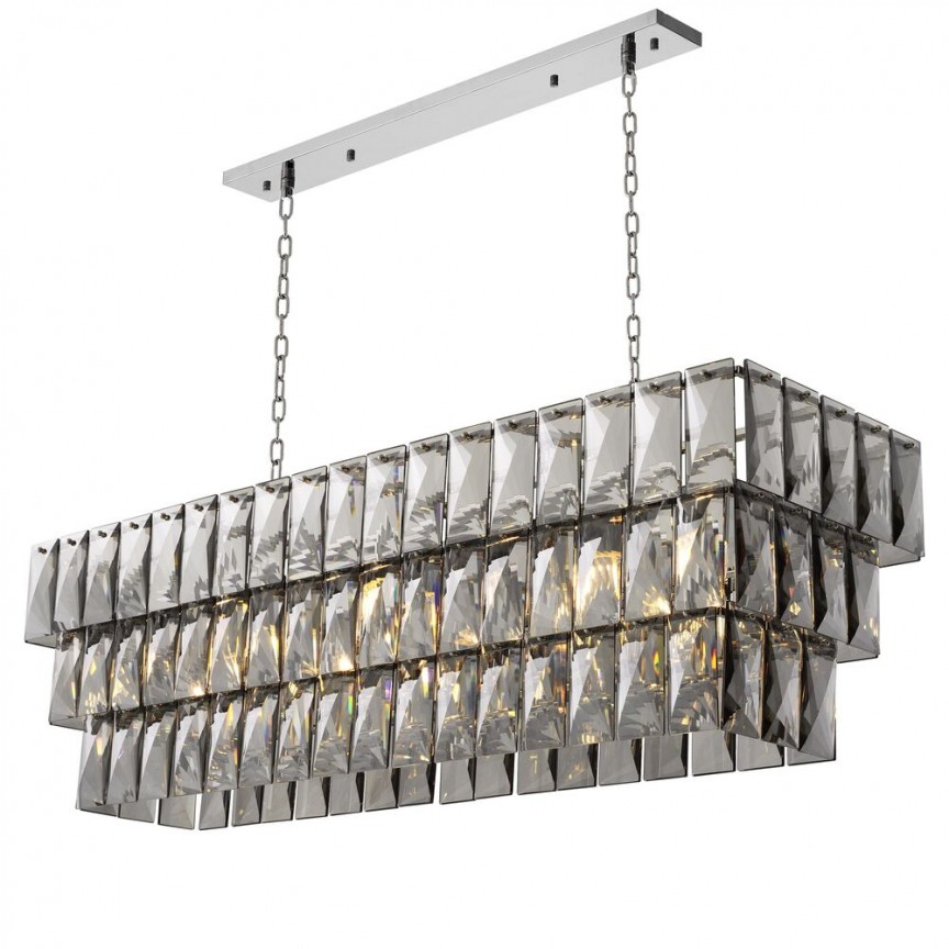 Lustra suspendata design LUX Amazone Rectangular, nickel/ sticla fumurie 115383 HZ, Corpuri de iluminat interior, moderne⭐ modele lustre interior pentru living, dormitor, bucatarie, baie.✅DeSiGn decorativ de lux!❤️Promotii lampi❗ ➽www.evalight.ro. Alege Corpuri de iluminat interior elegante in stil modern, suspendate sau aplicate de tavan si perete, ieftine de calitate deosebita la cel mai bun pret.
 a