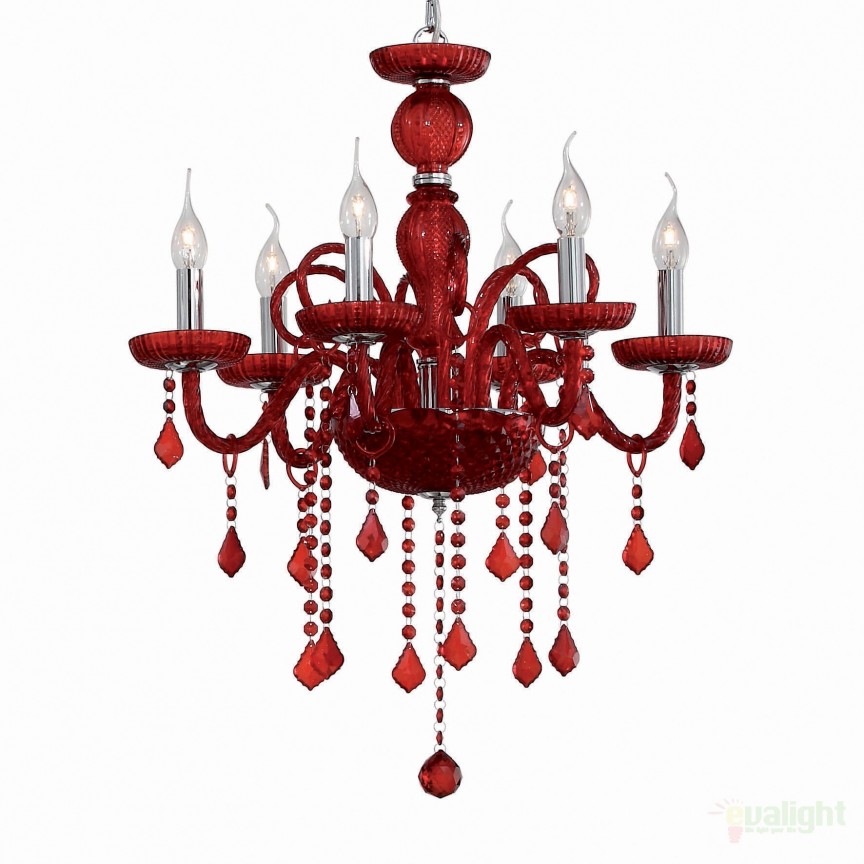 Lustra cristal Venezian GIUDECCA SP6 rosso 027418, Candelabre clasice / Lustre si Pendule⭐ modele elegante de lux pentru iluminat living, dormitor, bucatarie.✅DeSiGn decorativ unic!❤️Promotii❗ Lustre clasice ➽ www.evalight.ro. Alege oferte la colectii NOI de corpuri de iluminat pt interior în stil clasic, industrial, retro sau vintage, lampi suspendate deosebite de tip suspensii, decorate cu margele cu cristal, abajur textil, de sticla, becuri normale tip lumanare cu filament sau LED, ieftine de calitate la cel mai bun pret. a