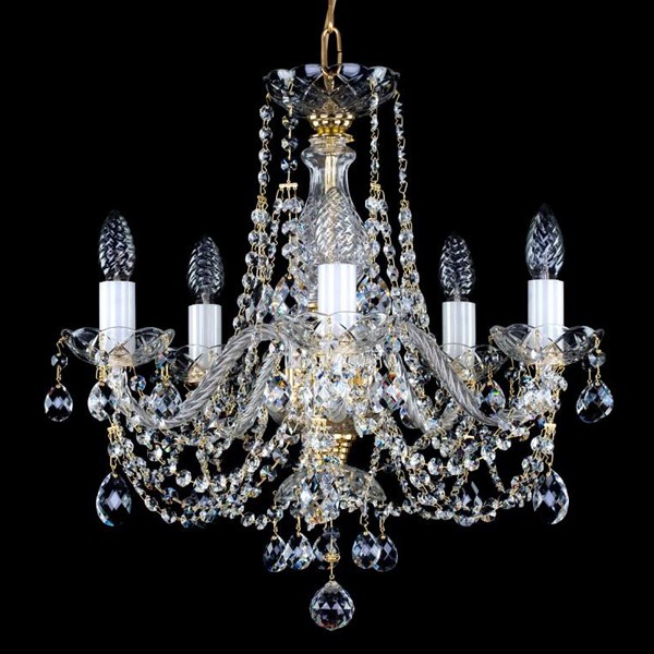 Candelabru cristal Bohemia 5 brate, diam.49cm ANDULA V. S-A 160 CE, Lustre Cristal Bohemia⭐ modele deosebite de candelabre din cristal Bohemia autentic din Cehia.✅Design Baroc de lux Premium Top❗ ➽ www.evalight.ro. a