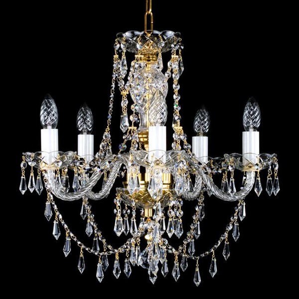 Candelabru cristal Bohemia 5 brate, diam. 50cm Sulika V CE, Lustre Cristal Bohemia⭐ modele deosebite de candelabre din cristal Bohemia autentic din Cehia.✅Design Baroc de lux Premium Top❗ ➽ www.evalight.ro. a