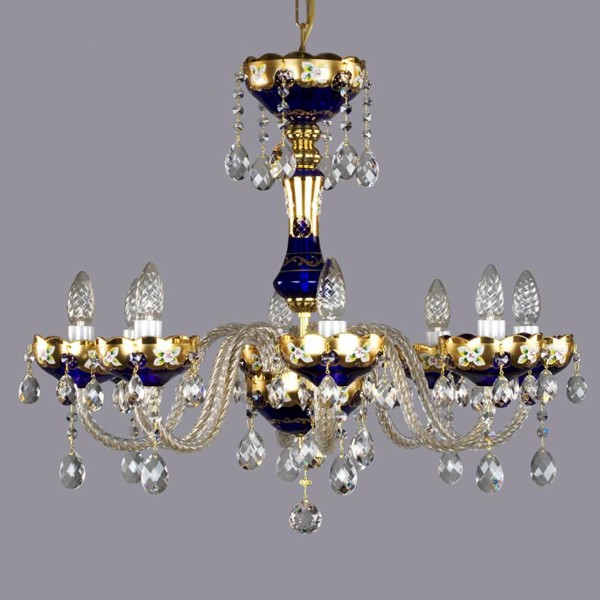 Candelabru cristal Bohemia 8 brate, diam. 66cm Leona VIII.blue CE, Lustre Cristal Bohemia⭐ modele deosebite de candelabre din cristal Bohemia autentic din Cehia.✅Design Baroc de lux Premium Top❗ ➽ www.evalight.ro. a