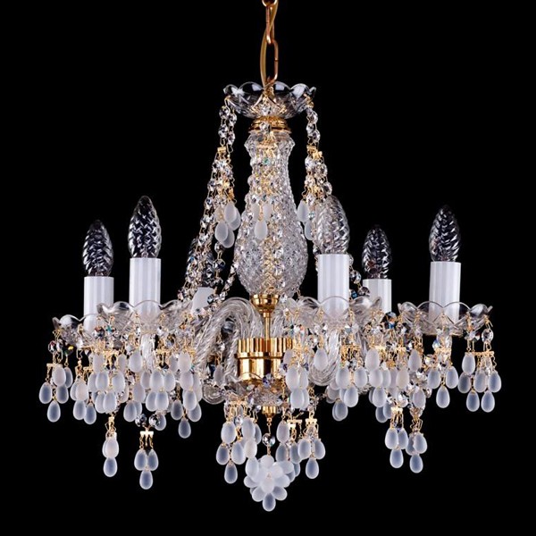 Candelabru cristal Bohemia 6 brate, diam. 48cm Rosana VI. white CE, Lustre Cristal Bohemia⭐ modele deosebite de candelabre din cristal Bohemia autentic din Cehia.✅Design Baroc de lux Premium Top❗ ➽ www.evalight.ro. a