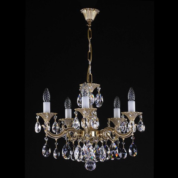 Candelabru Cristal Bohemia Exclusive 5 brate, diam.52cm JARMILA V. white gold CE, Lustre Cristal Bohemia⭐ modele deosebite de candelabre din cristal Bohemia autentic din Cehia.✅Design Baroc de lux Premium Top❗ ➽ www.evalight.ro. a