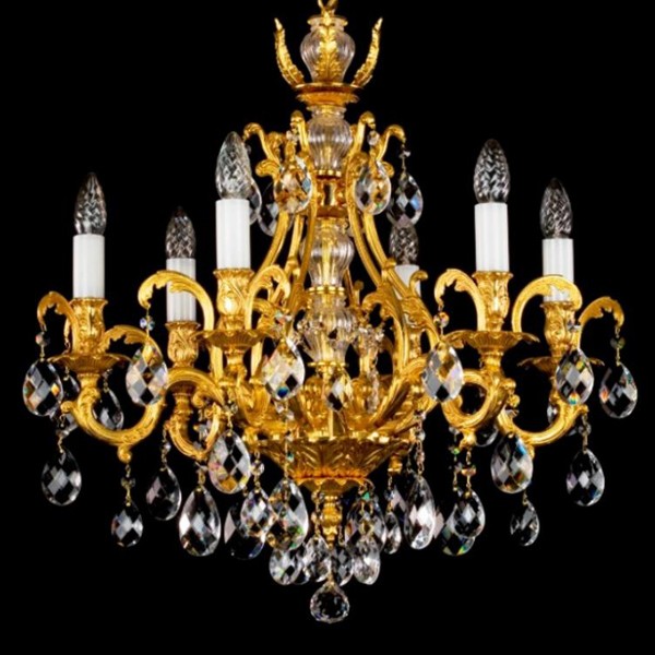 Candelabru cristal Bohemia 6 brate, diam.61cm LYRA CE, Lustre Cristal Bohemia⭐ modele deosebite de candelabre din cristal Bohemia autentic din Cehia.✅Design Baroc de lux Premium Top❗ ➽ www.evalight.ro. a